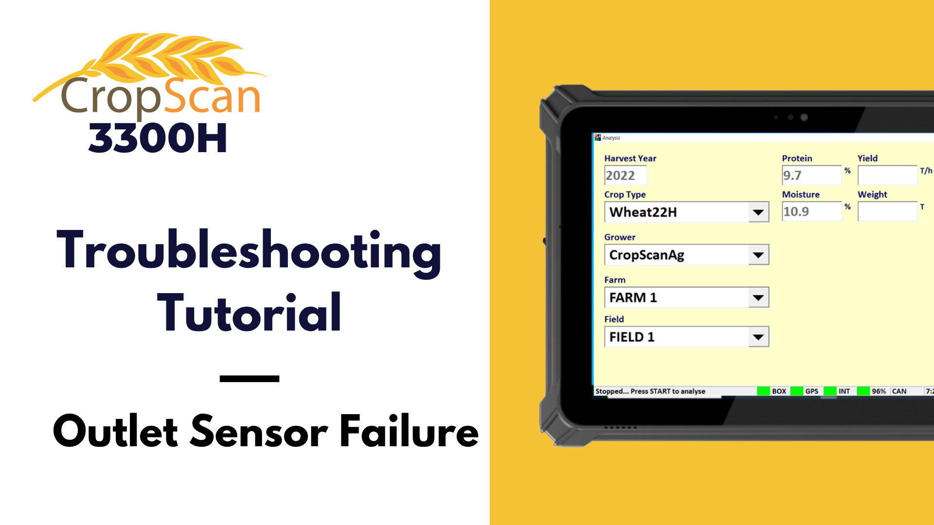 3300H Outlet Sensor Failure CropScan 3300H Outlet Sensor Failure Tutorial